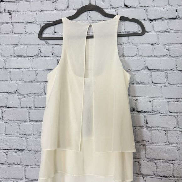 NWT Tibi Ivory Silk Halter Tiered Mini Dress Womens 4 Sleeveless Open Back Party - Picture 7 of 13